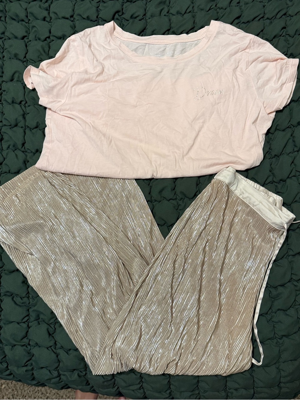 Victoria's Secret Light Pink Top with Shimmery Taupe Pajama Pants